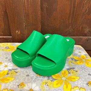 Green Slide Sandals